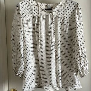 a new day Black and White Polka Dot Blouse 2X graphic W25.036